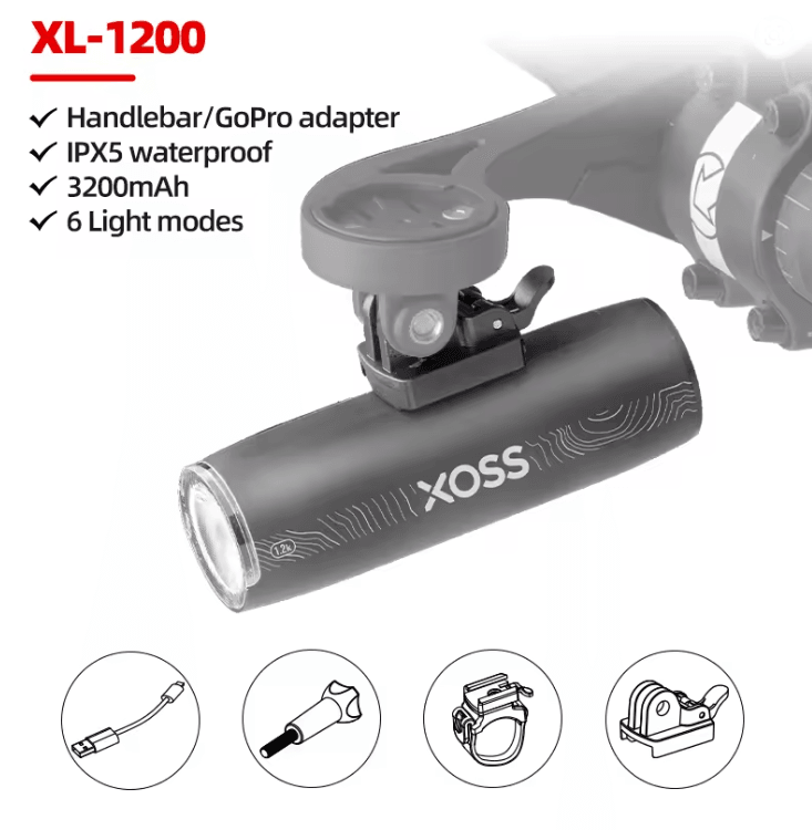 XOSS Rechargeable Bicycle Headlight Aluminium MTB Front Light 4
