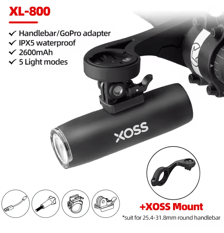 XOSS Rechargeable Bicycle Headlight Aluminium MTB Front Light 5