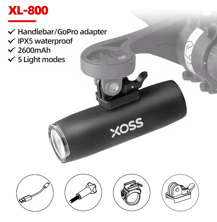 XOSS Rechargeable Bicycle Headlight Aluminium MTB Front Light 7