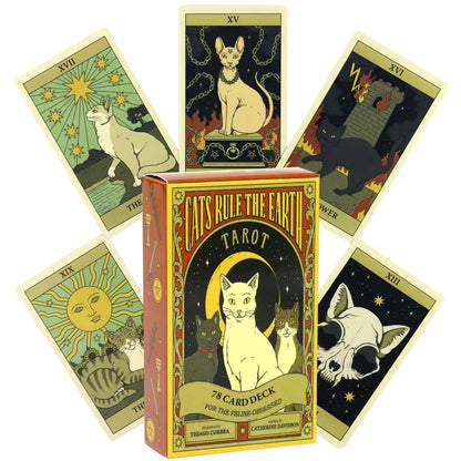 Cats Rule Earth Tarot Cards Oracle English Visions Divination Edition Deck for Beginners & Collectors, Mystical Board