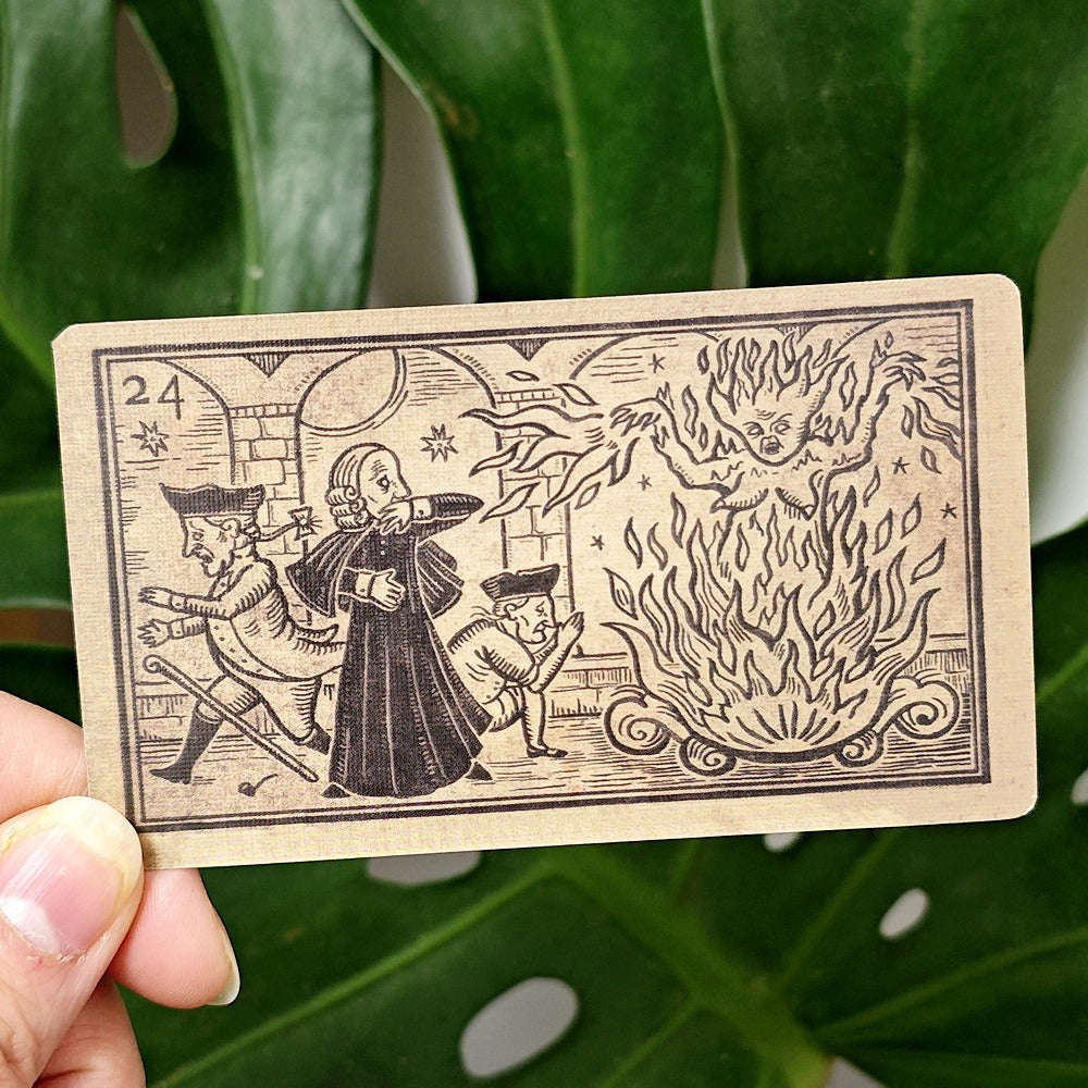 Oracle of Black Enchantment by Mildred Payne, Black Line Imagery Woodblock Oracle Cards Divination & Tarot Deck