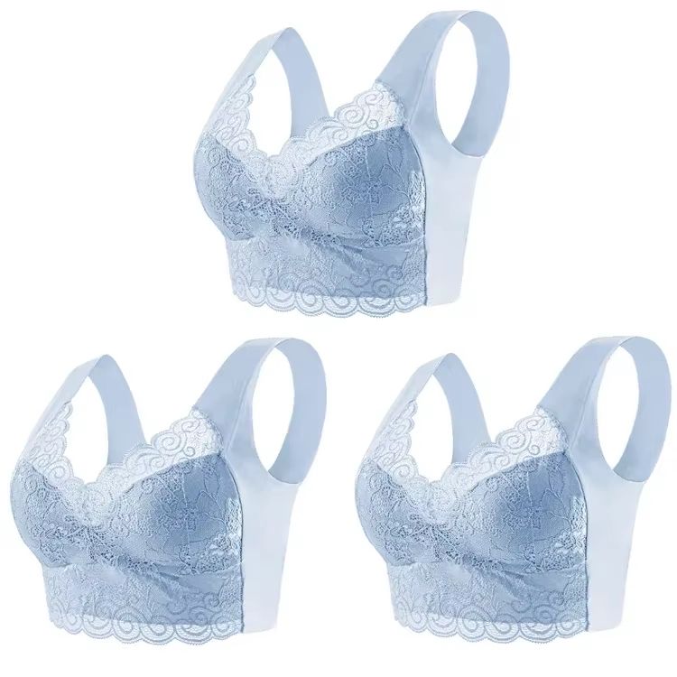 3Pack Seamless Lace Bralette Tops  Comfortable Ice Silk Wireless Bra For Everyday Support 2