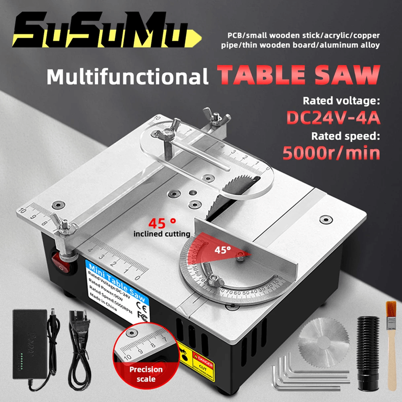Mini Bench Saw Adjustable Table Saw for DIY Woodworking and Cutting Projects