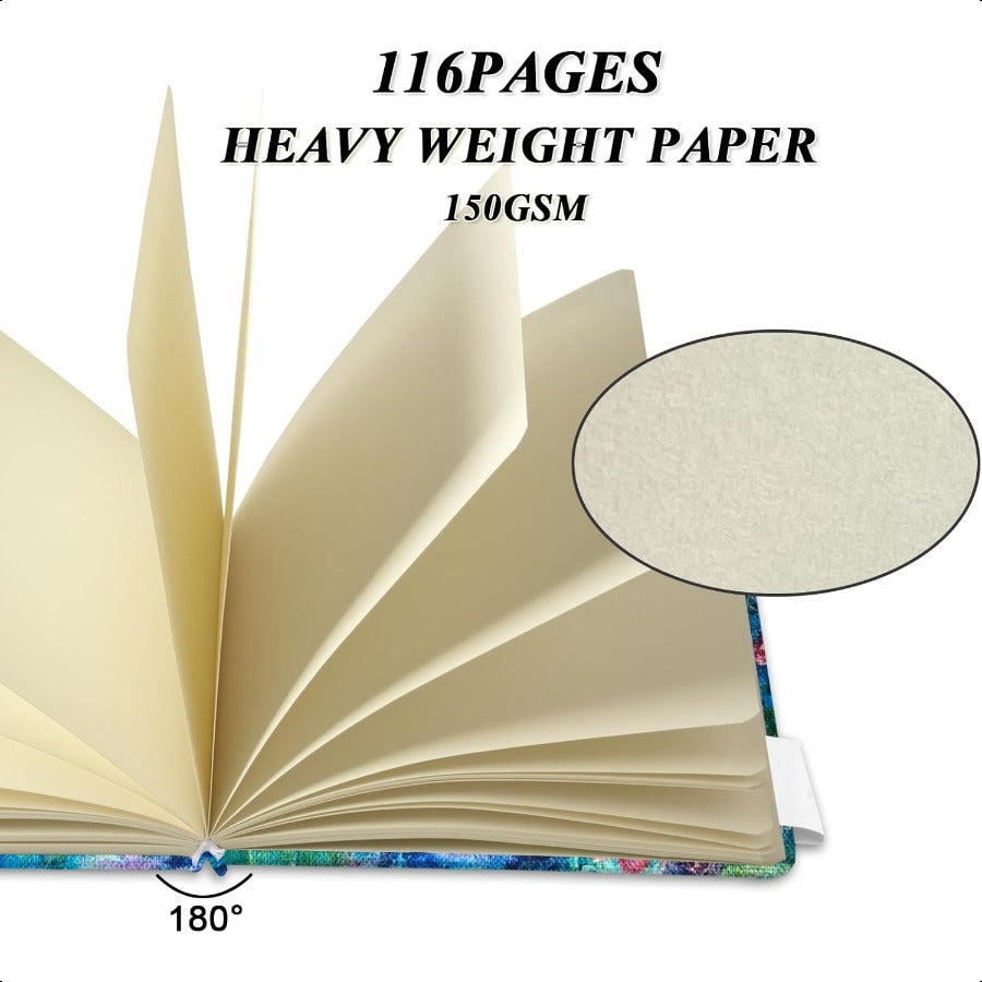 Artis Premium 5x5 Inch Square Sketchbook, Handy Pocket Art Journal with Hardcover Cloth Cover, 58 Sheets 150 GSM Beige