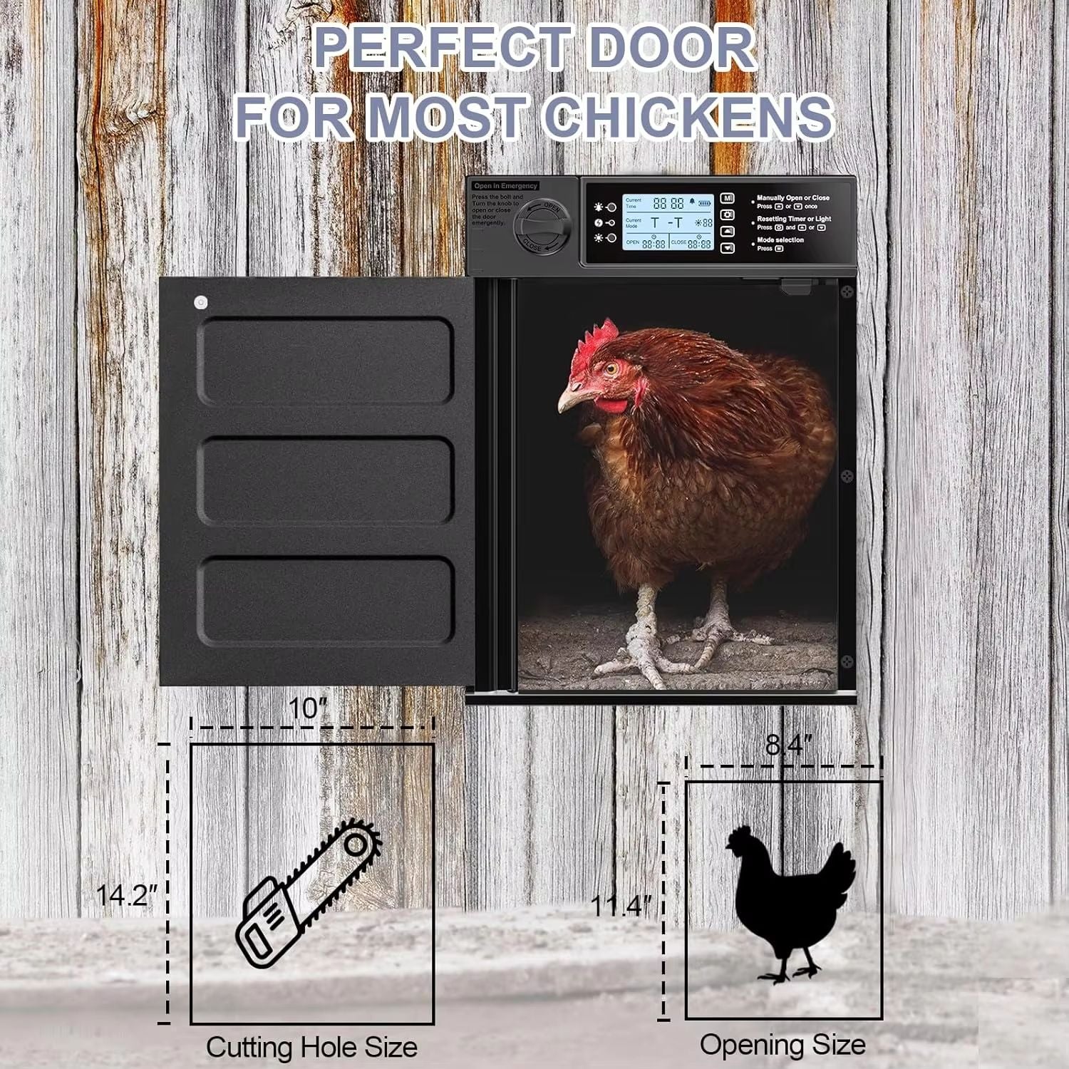 Automatic Chicken Coop Door  Solar Powered With Timer  Light Sensor Safe AntiPinch Design 4
