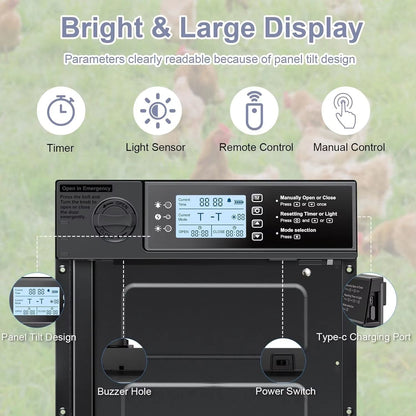Automatic Chicken Coop Door  Solar Powered With Timer  Light Sensor Safe AntiPinch Design 5