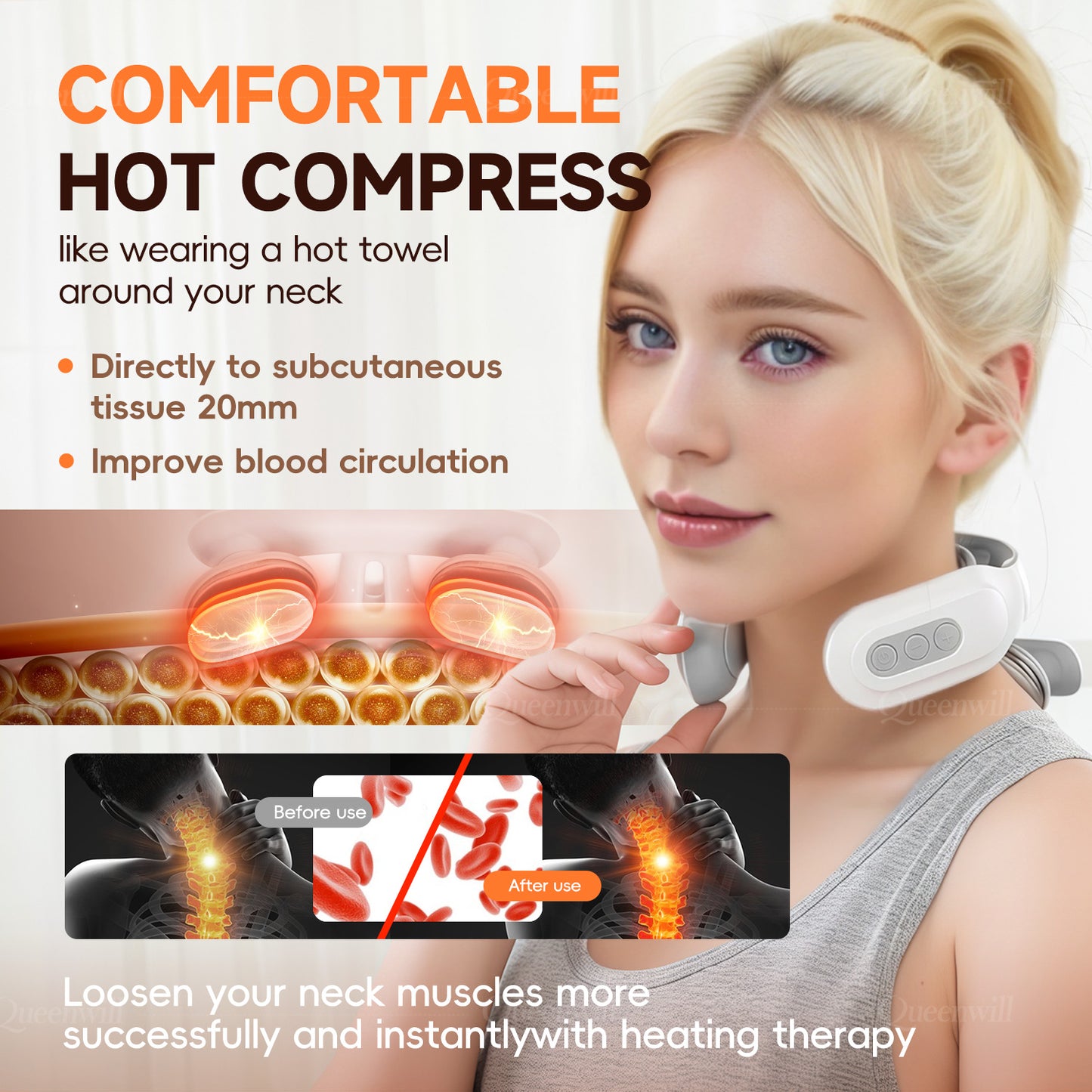 Portable Cordless Neck Shoulder Massager, Pads 6 Modes USB Charging Smart Gift for Men Women