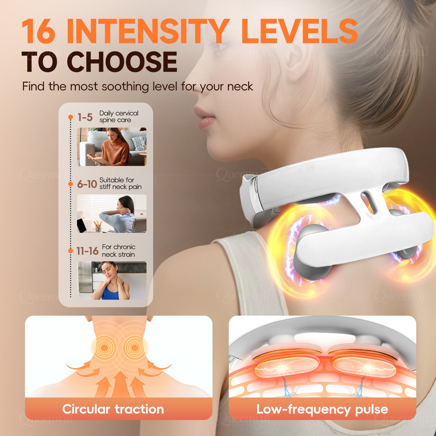 Portable Cordless Neck Shoulder Massager, Pads 6 Modes USB Charging Smart Gift for Men Women
