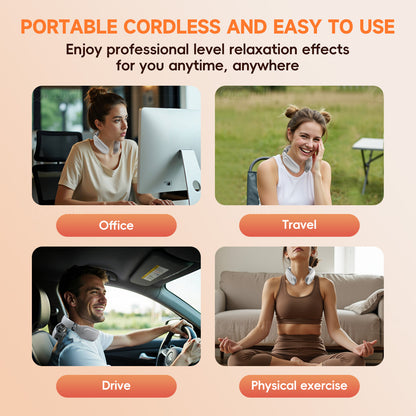 Portable Cordless Neck Shoulder Massager, Pads 6 Modes USB Charging Smart Gift for Men Women