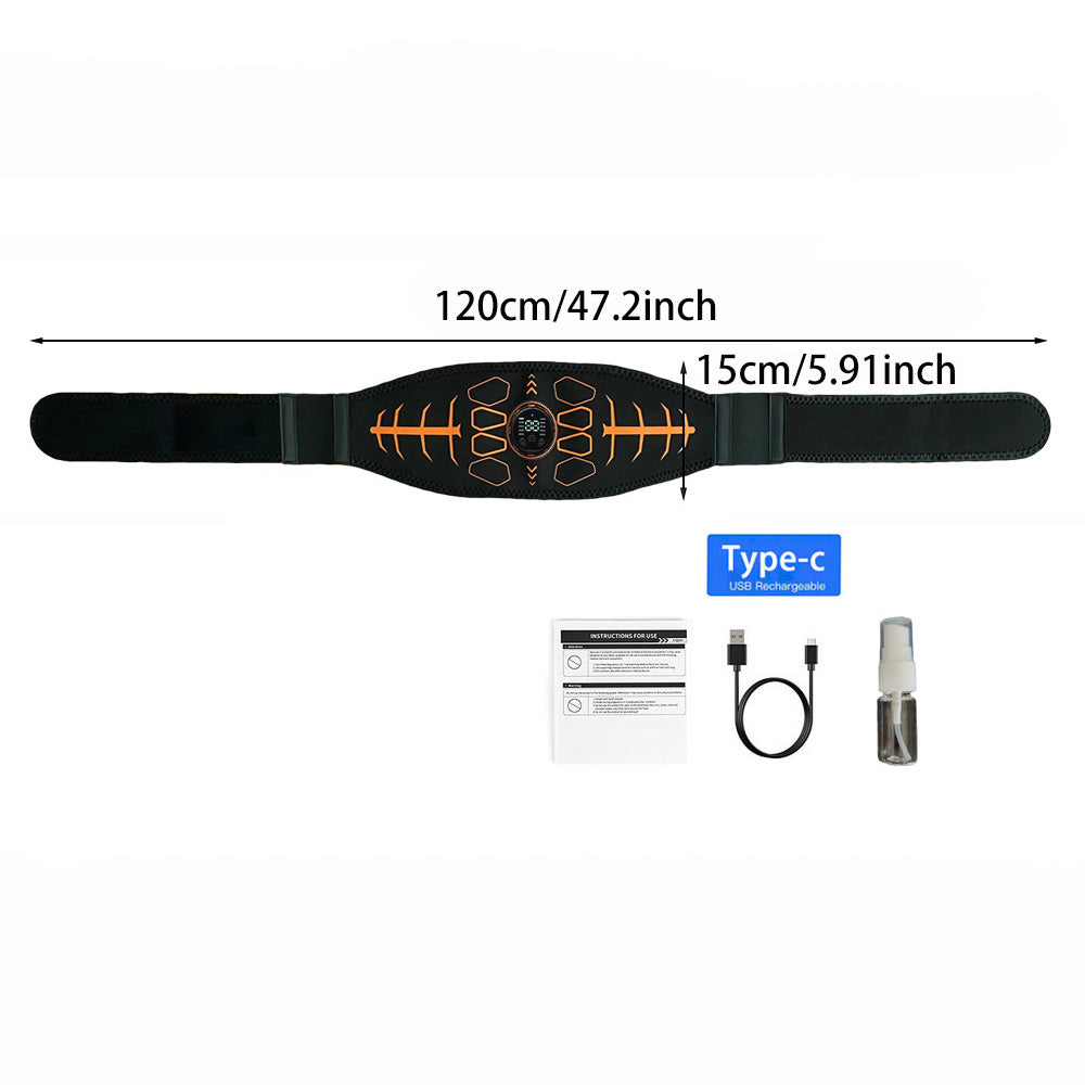 EMS Muscle Stimulator Ab Trainer, Smart Abdominal Toning Belt USB Charge, Body Massager Weight Loss Fitness Equipment