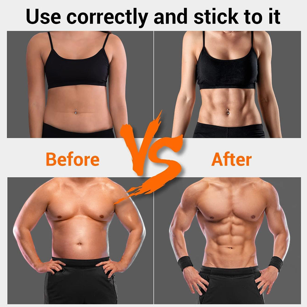 EMS Muscle Stimulator Ab Trainer, Smart Abdominal Toning Belt USB Charge, Body Massager Weight Loss Fitness Equipment