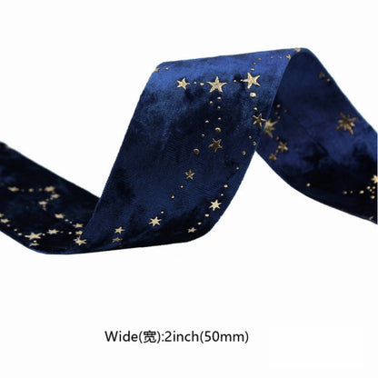 Velvet Ribbons Double Sided Hot Stamping Stars DIY Gift Wrapping Wedding Bouquet Christmas Party De 2