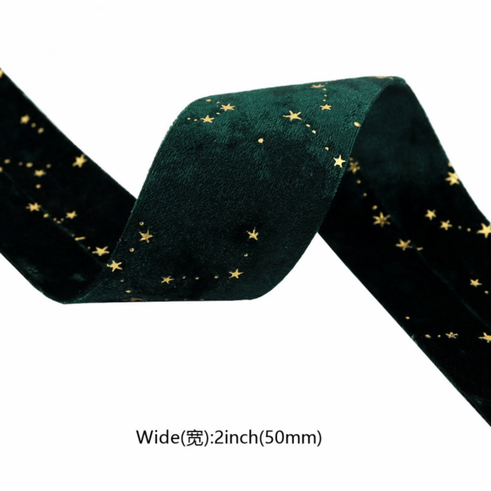 Velvet Ribbons Double Sided Hot Stamping Stars DIY Gift Wrapping Wedding Bouquet Christmas Party De 3