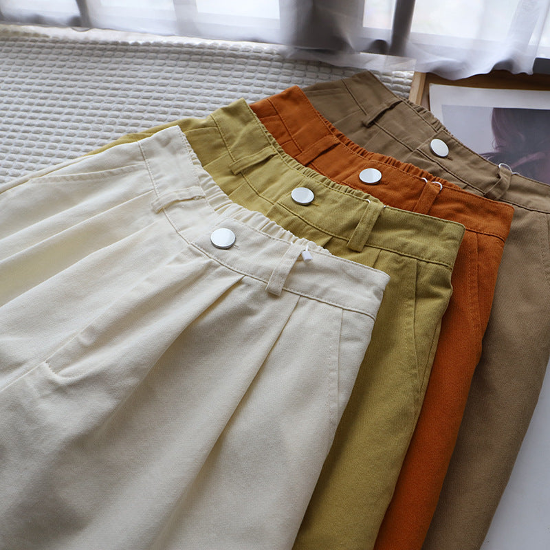 Women's Summer Short Pants, Washed Cotton Oversize Loose Shorts, High Waist Wide Leg Comfy Casual Pants, Solid Color