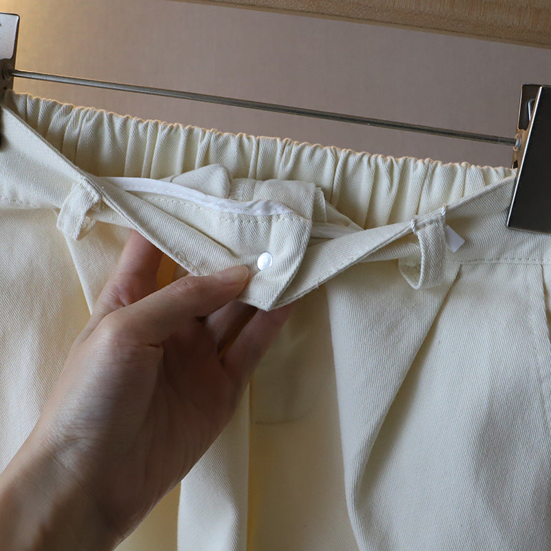 Women's Summer Short Pants, Washed Cotton Oversize Loose Shorts, High Waist Wide Leg Comfy Casual Pants, Solid Color
