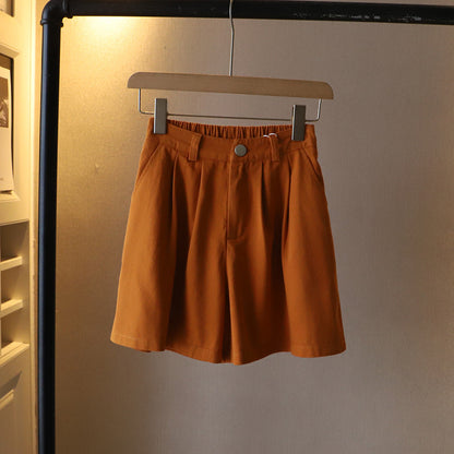 Women's Summer Short Pants, Washed Cotton Oversize Loose Shorts, High Waist Wide Leg Comfy Casual Pants, Solid Color