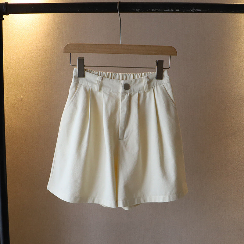 Women's Summer Short Pants, Washed Cotton Oversize Loose Shorts, High Waist Wide Leg Comfy Casual Pants, Solid Color
