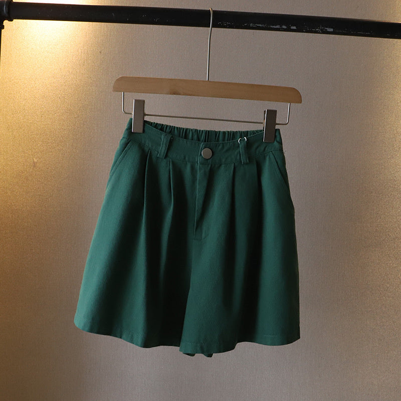 Women's Summer Short Pants, Washed Cotton Oversize Loose Shorts, High Waist Wide Leg Comfy Casual Pants, Solid Color