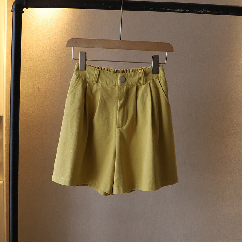 Women's Summer Short Pants, Washed Cotton Oversize Loose Shorts, High Waist Wide Leg Comfy Casual Pants, Solid Color