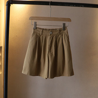 Women's Summer Short Pants, Washed Cotton Oversize Loose Shorts, High Waist Wide Leg Comfy Casual Pants, Solid Color