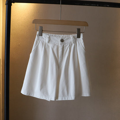 Women's Summer Short Pants, Washed Cotton Oversize Loose Shorts, High Waist Wide Leg Comfy Casual Pants, Solid Color