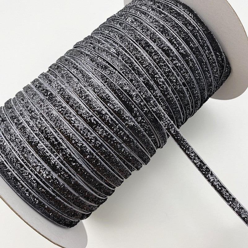 Velvet Ribbon Glitter Single Face Ribbon Bow No Elastic Headband Clips Decoration 10