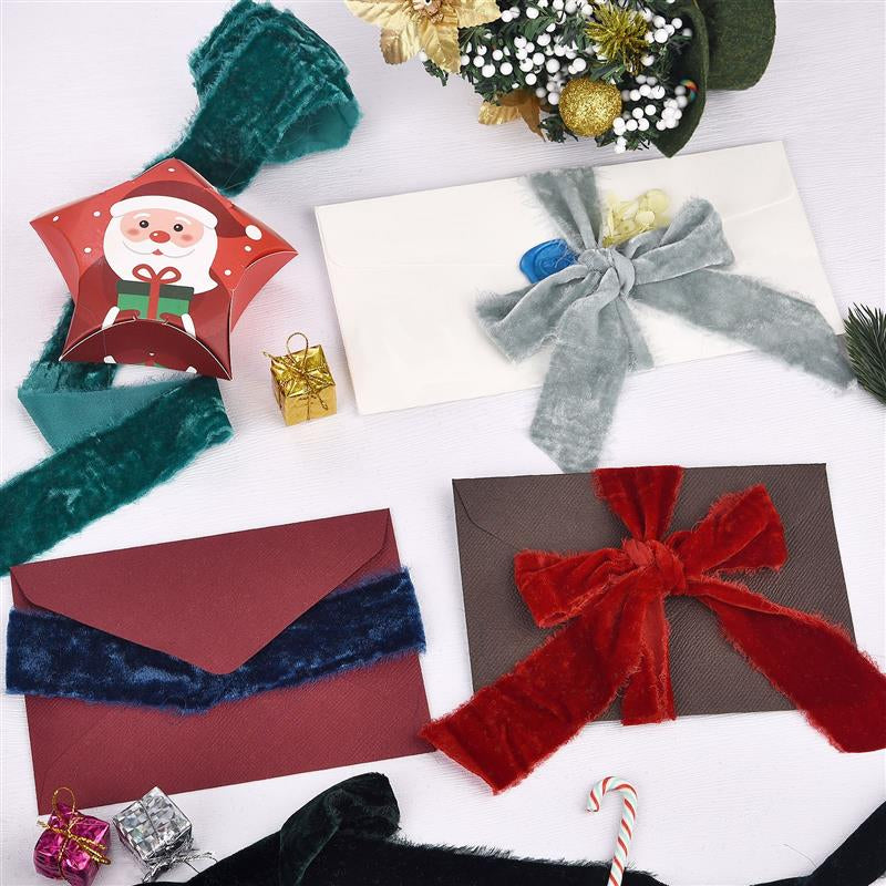 Frayed Edge Velvet Suede Cloth Ribbon Handmade For Wedding Invitation Wrapping Bouquets Birthday Pa 8