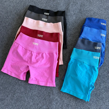 Womens Seamless Scrunch Bum Shorts High Waisted Yoga Shorts Logo Fitness Impact Shorts 1