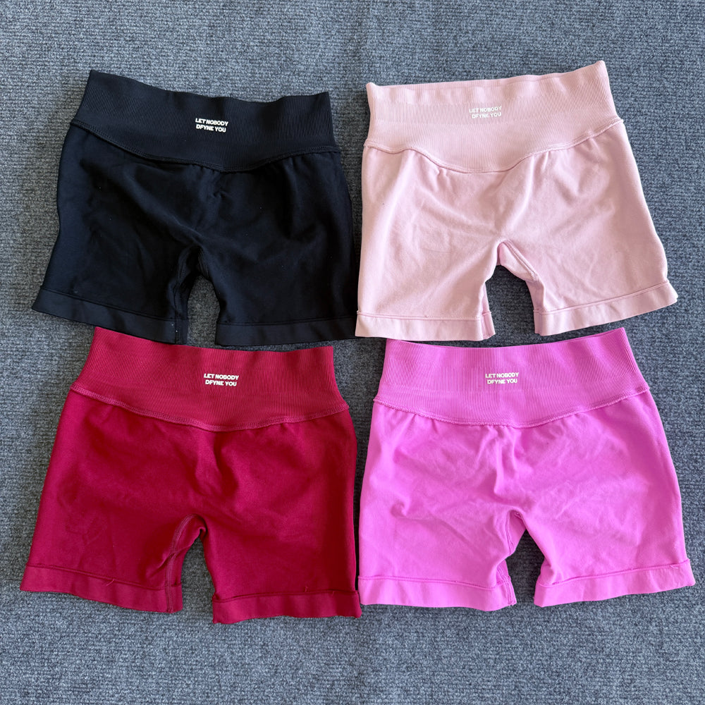Womens Seamless Scrunch Bum Shorts High Waisted Yoga Shorts Logo Fitness Impact Shorts 2