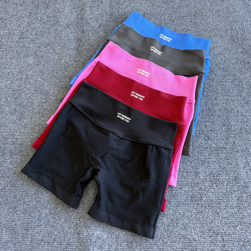 Womens Seamless Scrunch Bum Shorts High Waisted Yoga Shorts Logo Fitness Impact Shorts 3