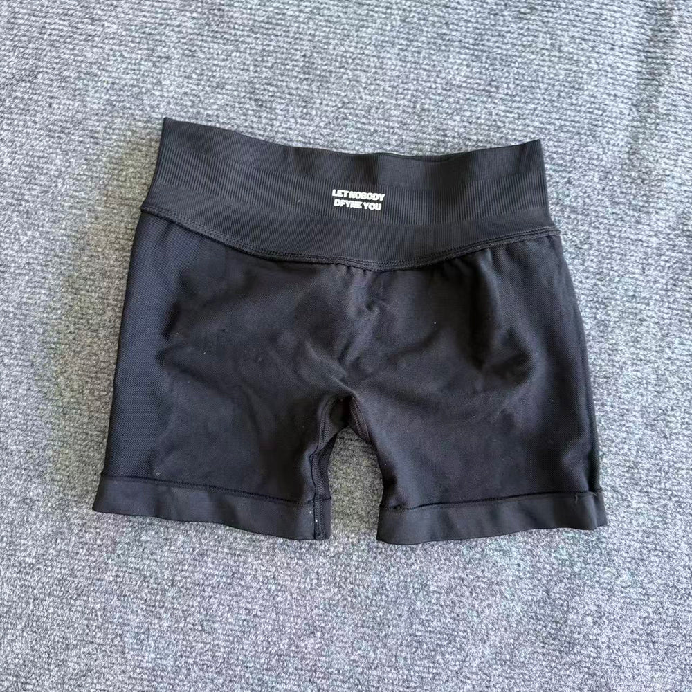 Womens Seamless Scrunch Bum Shorts High Waisted Yoga Shorts Logo Fitness Impact Shorts 4
