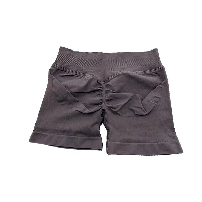 Womens Seamless Scrunch Bum Shorts High Waisted Yoga Shorts Logo Fitness Impact Shorts 7