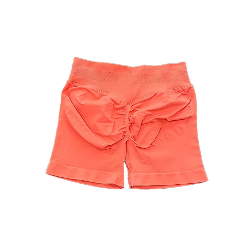 Womens Seamless Scrunch Bum Shorts High Waisted Yoga Shorts Logo Fitness Impact Shorts 9
