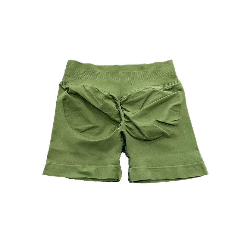 Womens Seamless Scrunch Bum Shorts High Waisted Yoga Shorts Logo Fitness Impact Shorts 17