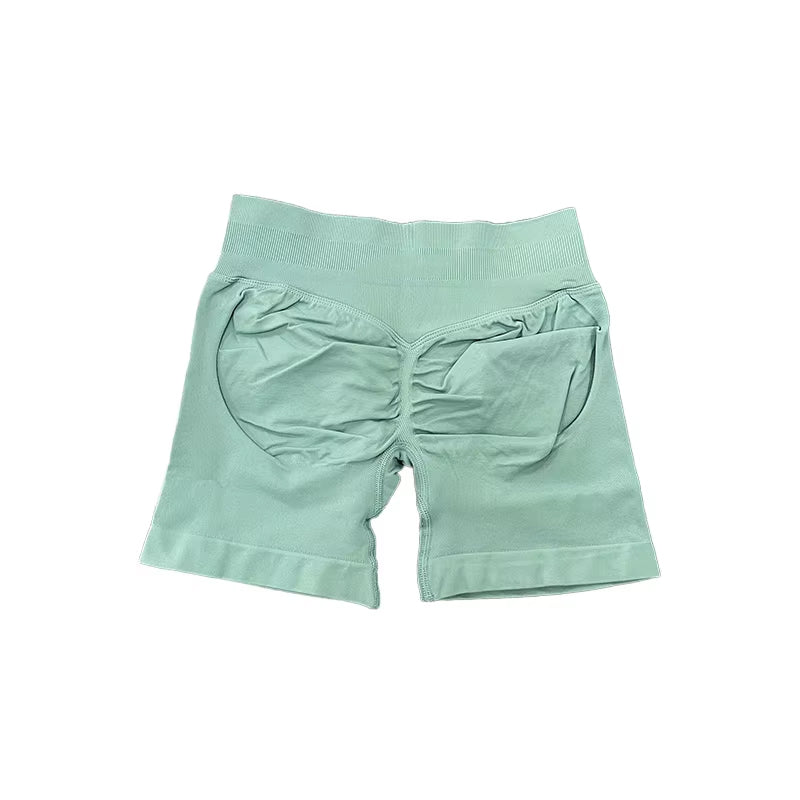 Womens Seamless Scrunch Bum Shorts High Waisted Yoga Shorts Logo Fitness Impact Shorts 24