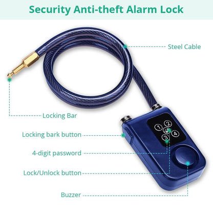 Waterproof Bike Alarm Lock With Remote And Combination Security 5