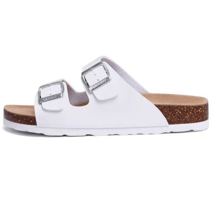 Comfort Cork Footbed Buckle Sandals Women Lightweight Leather Slides 3
