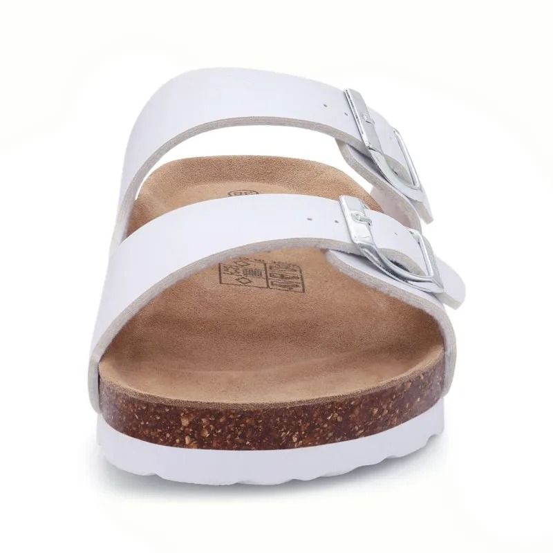 Comfort Cork Footbed Buckle Sandals Women Lightweight Leather Slides 4