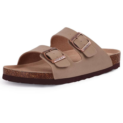 Comfort Cork Footbed Buckle Sandals Women Lightweight Leather Slides 11