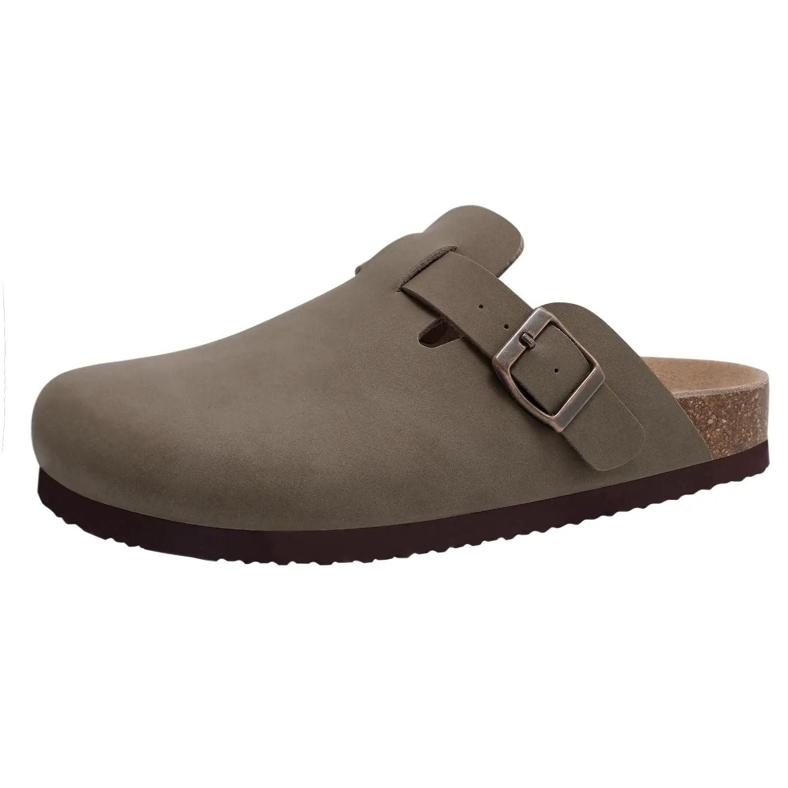 Comfort Cork Footbed Buckle Sandals Women Lightweight Leather Slides 12