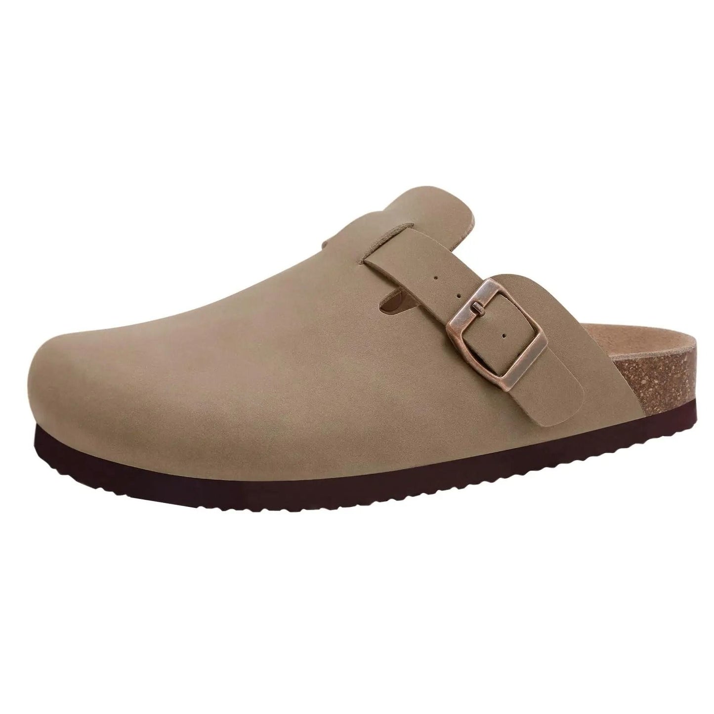 Comfort Cork Footbed Buckle Sandals Women Lightweight Leather Slides 13