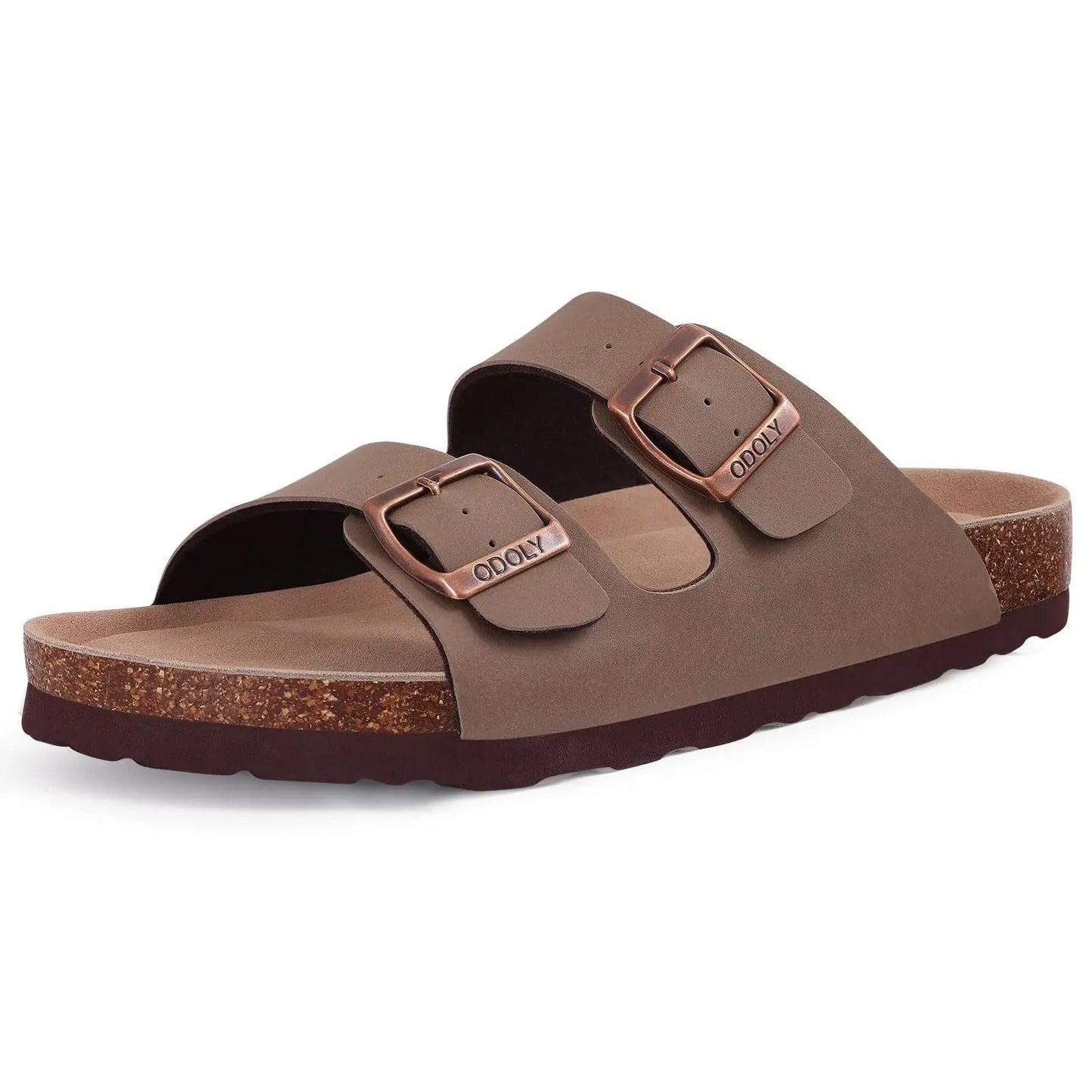 Comfort Cork Footbed Buckle Sandals Women Lightweight Leather Slides 8
