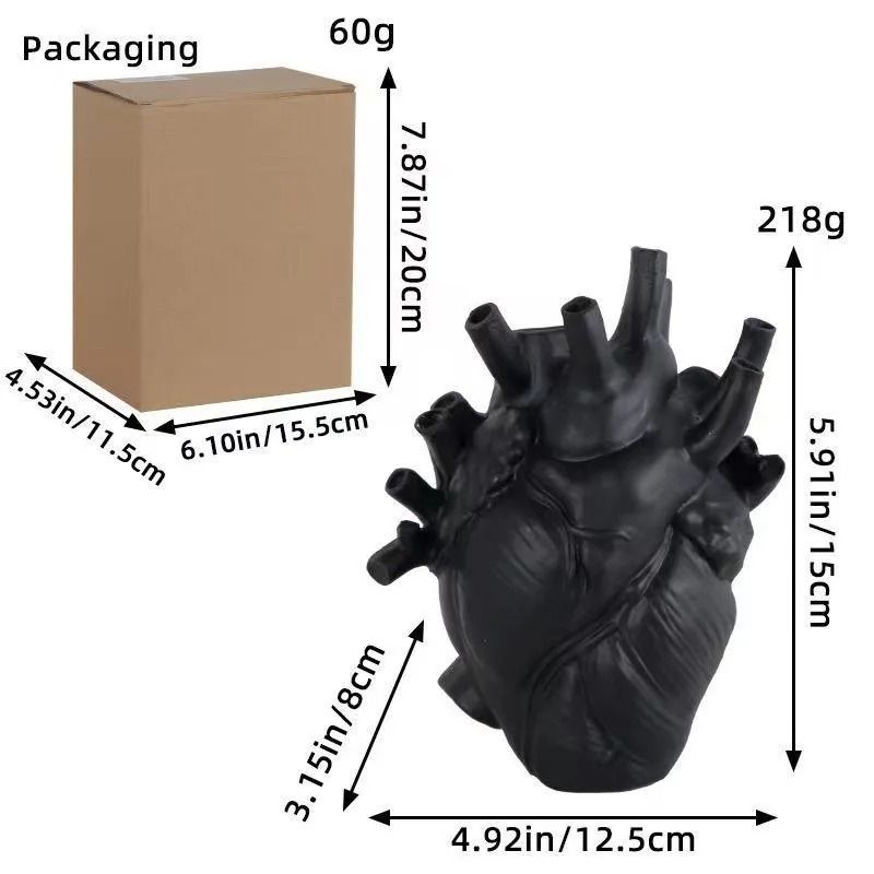 Anatomical Heart Vase Resin Decorative Flower Vessel 5