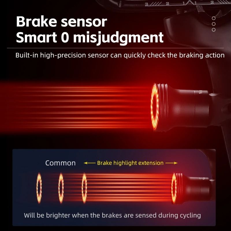 Smart Bike Tail Light Waterproof USB Rechargeable Rear Cycling Light 1