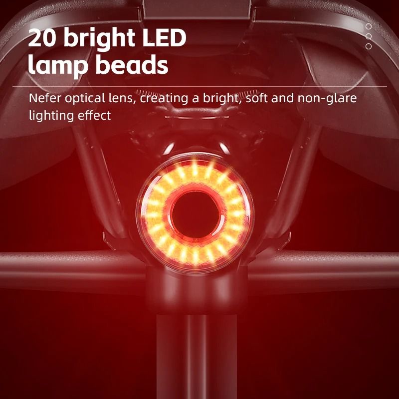 Smart Bike Tail Light Waterproof USB Rechargeable Rear Cycling Light 2