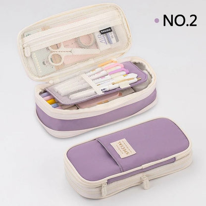 Large Capacity Pencil Case Double Layer School Pouch 7