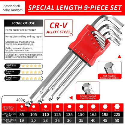 High Strength Hex Wrench Set Durable Hand Tool 9
