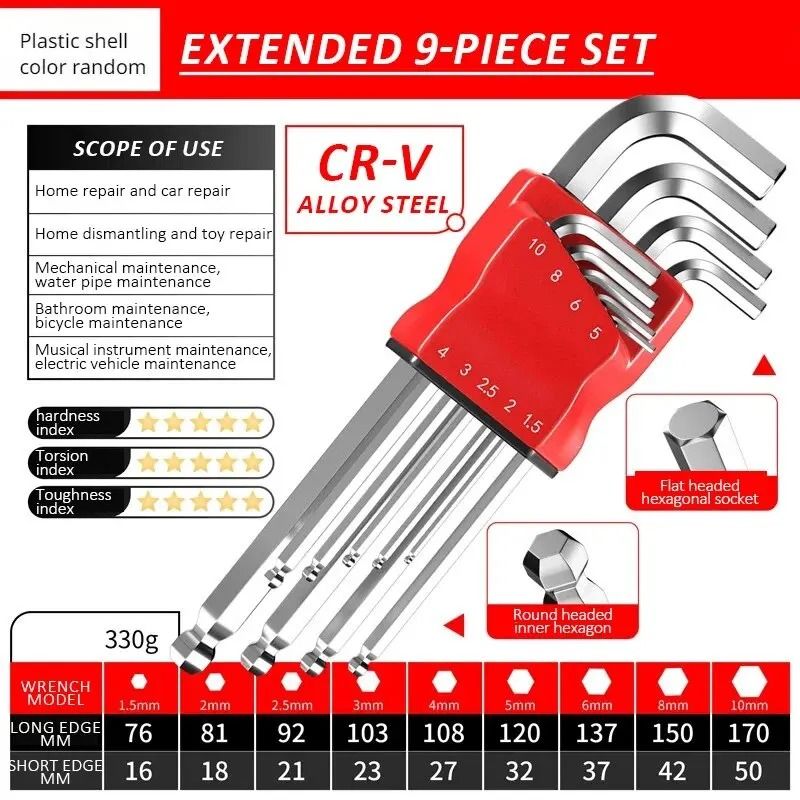 High Strength Hex Wrench Set Durable Hand Tool 5