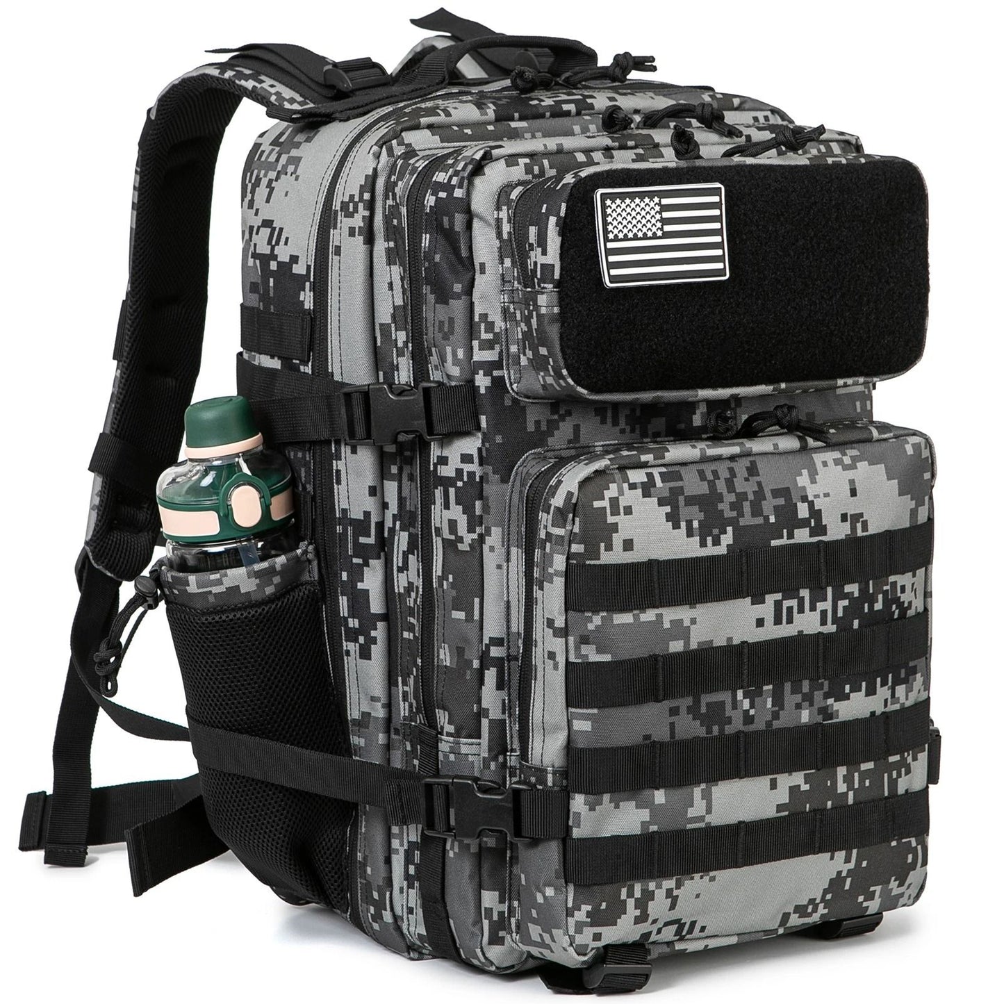 45L Tactical Backpack Outdoor Hiking Survival Rucksack with Bottle Holder