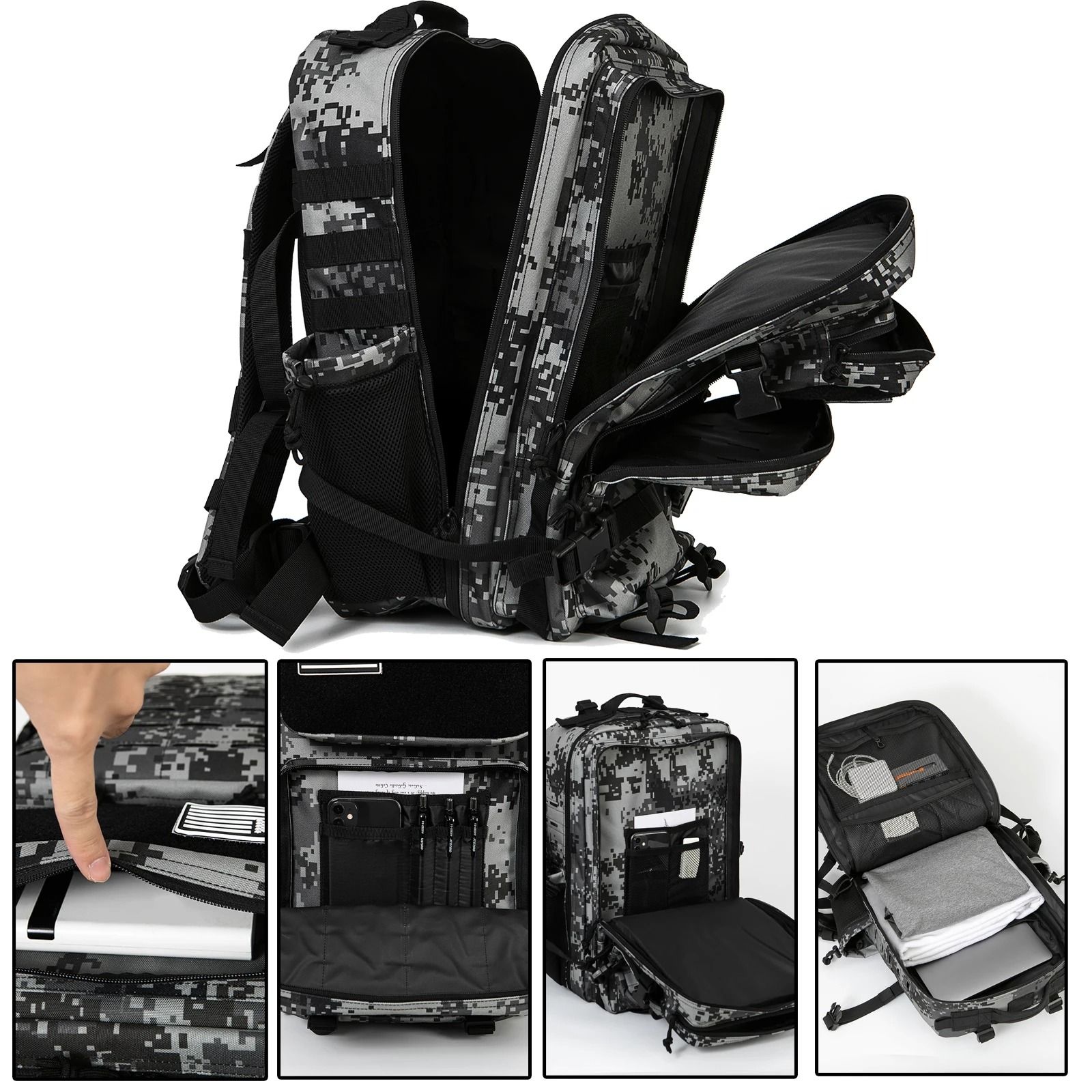 45L Tactical Backpack Outdoor Hiking Survival Rucksack With Bottle Holder 4